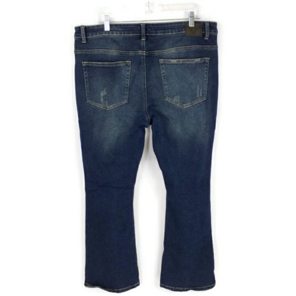 Lucky & Blessed Dark Wash Mid-Rise Boyfriend Destructed Knee Jeans Womens 18 - Picture 7 of 13